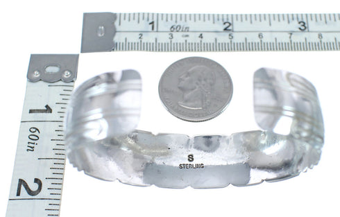 Native American Navajo Coral Sterling Silver Cuff Bracelet JX124990