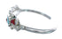 Genuine Sterling Silver Turquoise and Coral Zuni Leaf Cuff Bracelet JX124975
