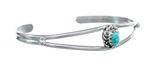 Genuine Sterling Silver Navajo Turquoise Baby Cuff Bracelet JX125025