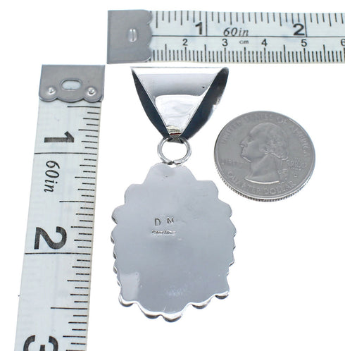 Native American Navajo Turquoise Genuine Sterling Silver Pendant AX125498