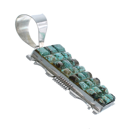 Native American Turquoise Inlay Sterling Silver Pendant AX125457