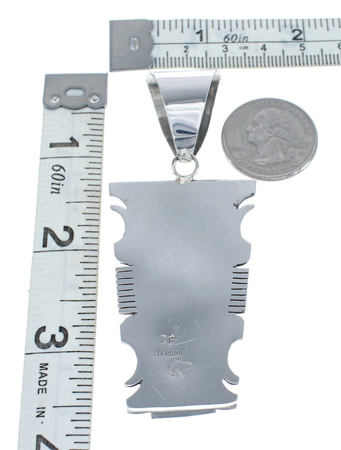 Native American Turquoise Inlay Sterling Silver Pendant AX125457
