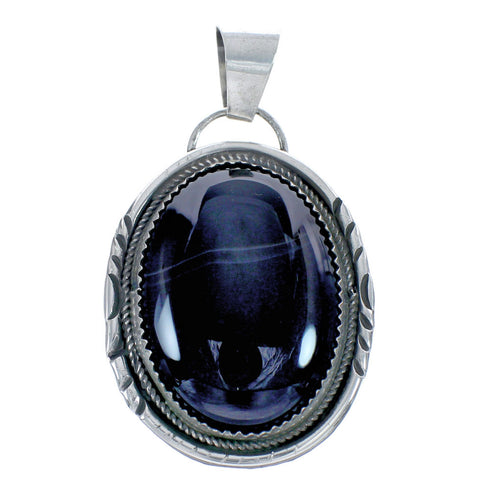 Native American Sterling Silver Onyx Pendant AX125487