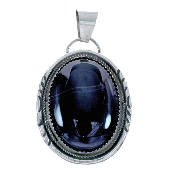 Native American Sterling Silver Onyx Pendant AX125487