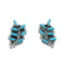 Turquoise Needlepoint Zuni Genuine Sterling Silver Leaf Post Earrings AX125420