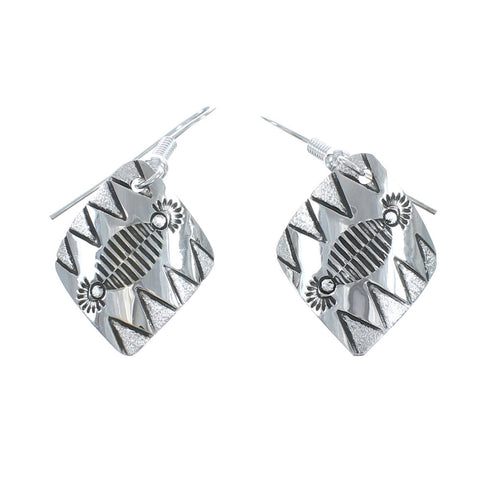 Native American Genuine Sterling Silver Hook Dangle Earrings AX125471