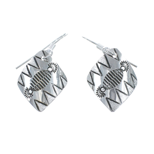 Native American Genuine Sterling Silver Hook Dangle Earrings AX125471