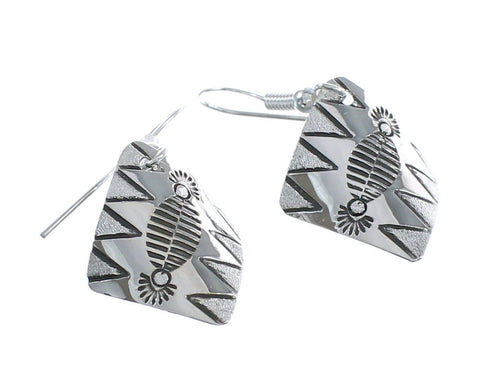 Native American Genuine Sterling Silver Hook Dangle Earrings AX125471