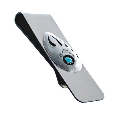 Native American Sterling Silver Turquoise Bear Paw Money Clip AX125137