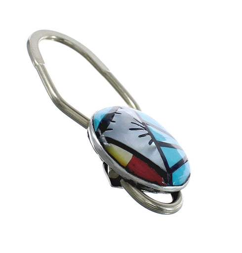 Native American Zuni Multicolor Inlay Sterling Silver Key Chain AX125121