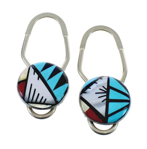 Native American Zuni Multicolor Inlay Sterling Silver Key Chain AX125121