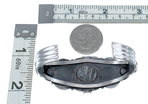 Blue Opal Authentic Sterling Silver Navajo Cuff Bracelet JX125231