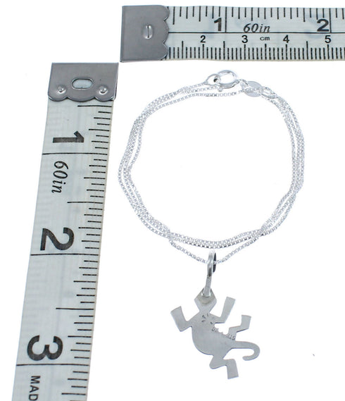 Navajo Sterling Silver Lizard Pendant Liquid Silver Necklace JX125339