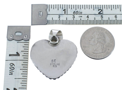 Authentic Navajo Genuine Sterling Silver Wild Horse Turquoise Heart Pendant JX125344