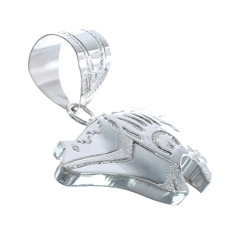 Navajo Genuine Sterling Silver Arrow And Bear Paw Pendant JX125236