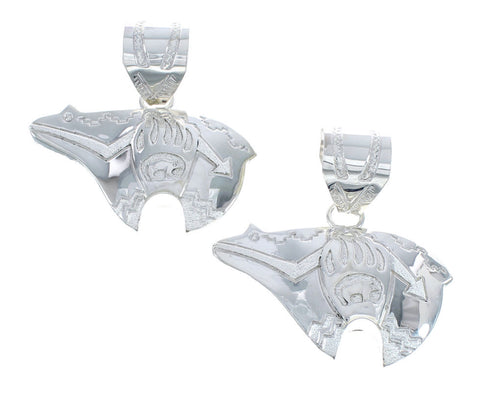 Navajo Genuine Sterling Silver Arrow And Bear Paw Pendant JX125236