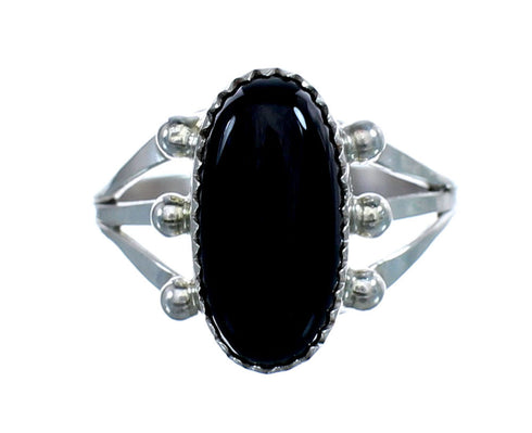 Onyx And Silver Navajo Native American Ring Size 6-3/4 AX125270