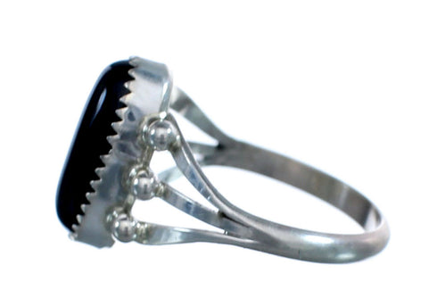 Onyx And Silver Navajo Native American Ring Size 6-3/4 AX125270