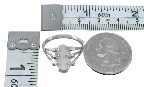Onyx And Silver Navajo Native American Ring Size 6-3/4 AX125270