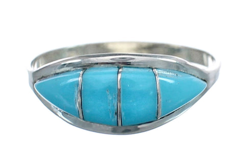 Native American Zuni Sterling Silver Turquoise Ring Size 6 AX125354