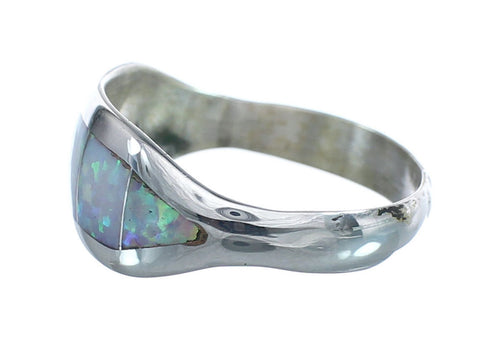 Opal Inlay Zuni Sterling Silver Ring Size 6-1/2 AX125328