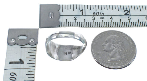 Opal Inlay Zuni Sterling Silver Ring Size 6-1/2 AX125328