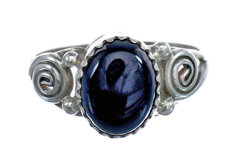 Native American Onyx Genuine Sterling Silver Ring Size 7-1/4 AX125287