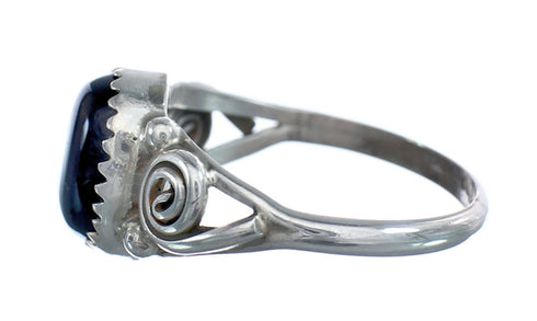 Native American Onyx Genuine Sterling Silver Ring Size 8 AX125291