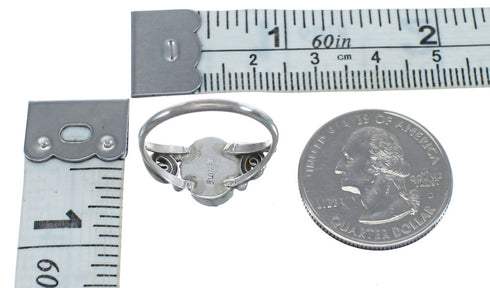 Native American Onyx Genuine Sterling Silver Ring Size 8 AX125291