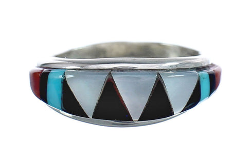 Multicolor Inlay Native American Sterling Silver Ring Size 5 AX125195