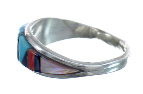 Multicolor Inlay Native American Sterling Silver Ring Size 4-1/4 AX125200