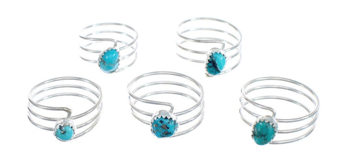 Native American Navajo Sterling Silver Turquoise Ring Size 7-3/4 AX125238