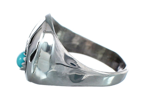 Native American Navajo Turquoise Sterling Silver Bear Paw Jewelry Ring Size 9-3/4 AX125306