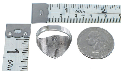 Native American Navajo Turquoise Sterling Silver Bear Paw Jewelry Ring Size 8-3/4 AX125303