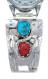 Native American Snake Zuni Sterling Silver Turquoise And Coral Watch AX125222