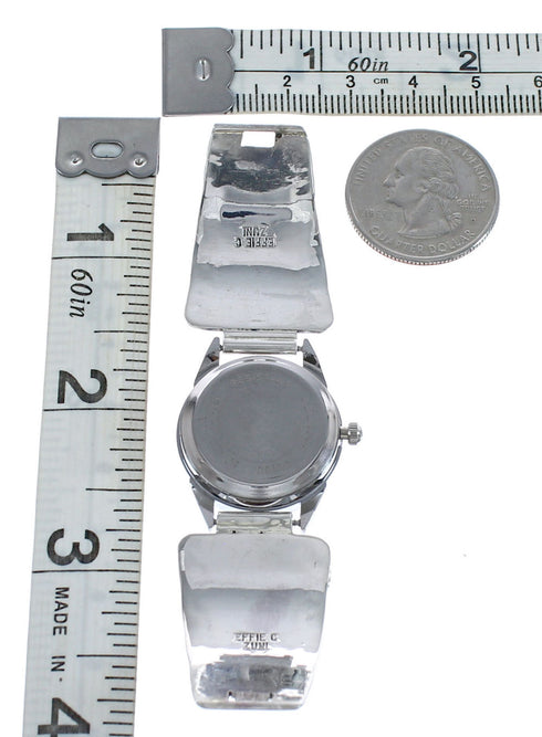 Native American Snake Zuni Sterling Silver Turquoise And Coral Watch AX125222