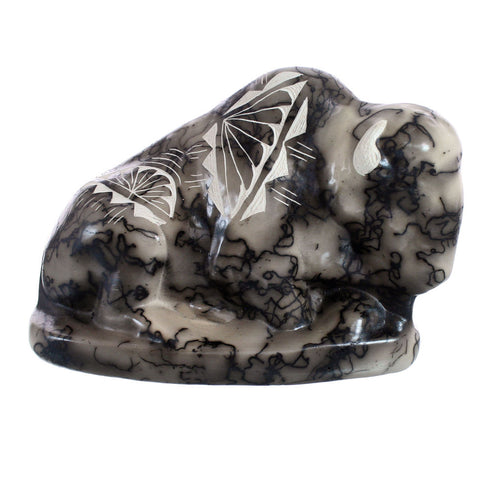 Navajo Buffalo Vase By Artist William Vail JX125406