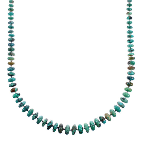 Native American Turquoise Graduated Bead And Sterling Silver Necklace JX125519