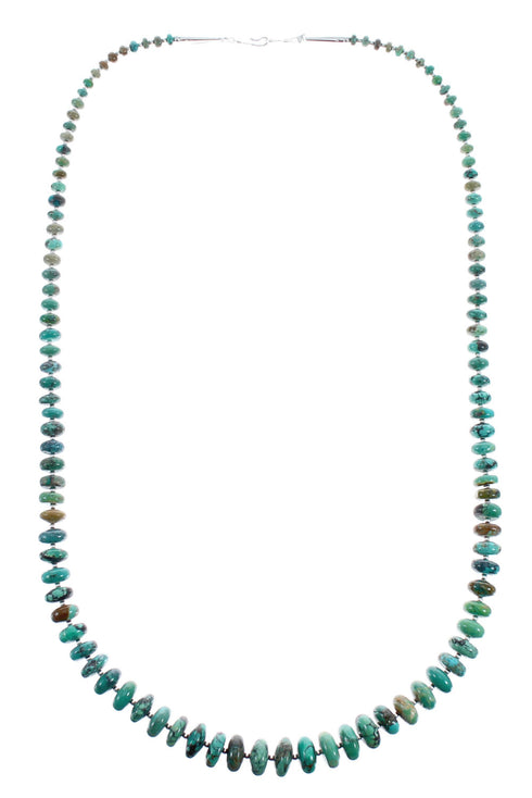 Native American Turquoise Graduated Bead And Sterling Silver Necklace JX125519