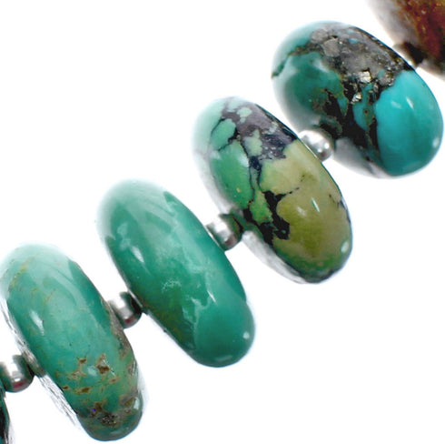 Native American Turquoise Graduated Bead And Sterling Silver Necklace JX125519