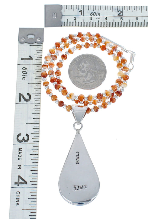 Navajo Oyster Shell Genuine Sterling Silver Bead Necklace Set JX125540