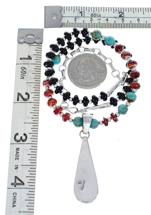 Native American Multicolor Inlay And Sterling Silver Bead Necklace Set JX125542