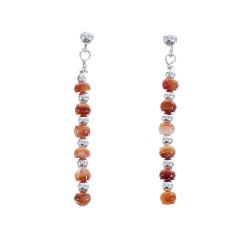 Genuine Sterling Silver Oyster Shell Bead Post Dangle Earrings JX125548