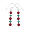 Southwest Sterling Silver Turquoise and Coral Bead Hook Dangle Earrings JX125557