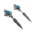 Navajo Turquoise Sterling Silver Feather Post Dangle Earrings JX125550