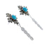 Navajo Turquoise Sterling Silver Feather Post Dangle Earrings JX125551