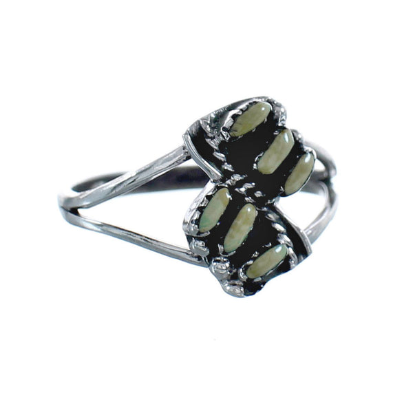 Turquoise Needlepoint Genuine Sterling Silver Southwestern Ring Size 8-1/4 JX125559