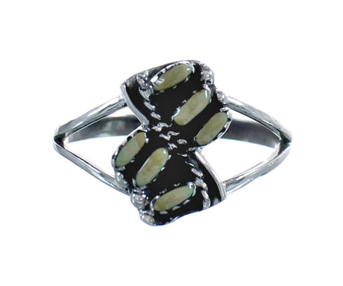 Turquoise Needlepoint Genuine Sterling Silver Southwestern Ring Size 8-1/4 JX125559