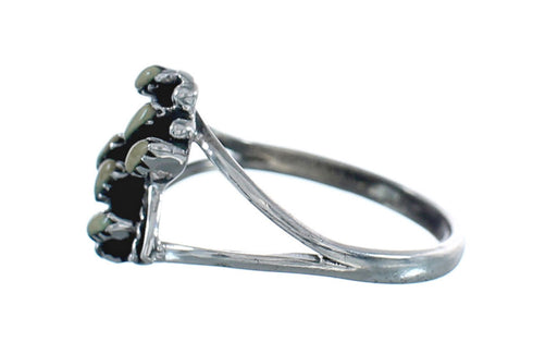 Turquoise Needlepoint Genuine Sterling Silver Southwestern Ring Size 8-1/4 JX125559