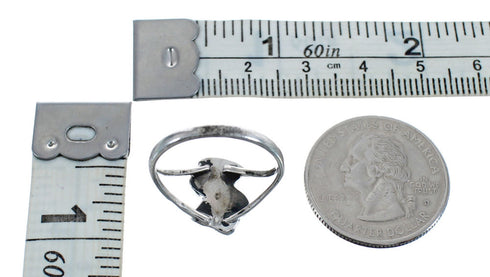 Turquoise Needlepoint Genuine Sterling Silver Southwestern Ring Size 8-1/4 JX125559